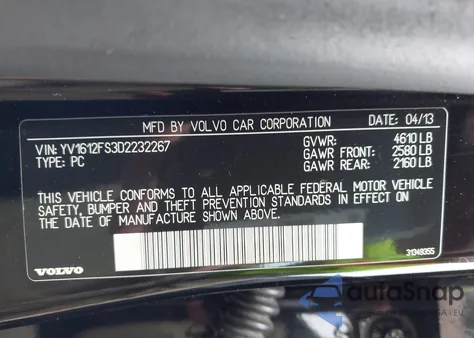 2013 Volvo S60 T5 из США, поврежденный, VIN YV1612FS3D2232267